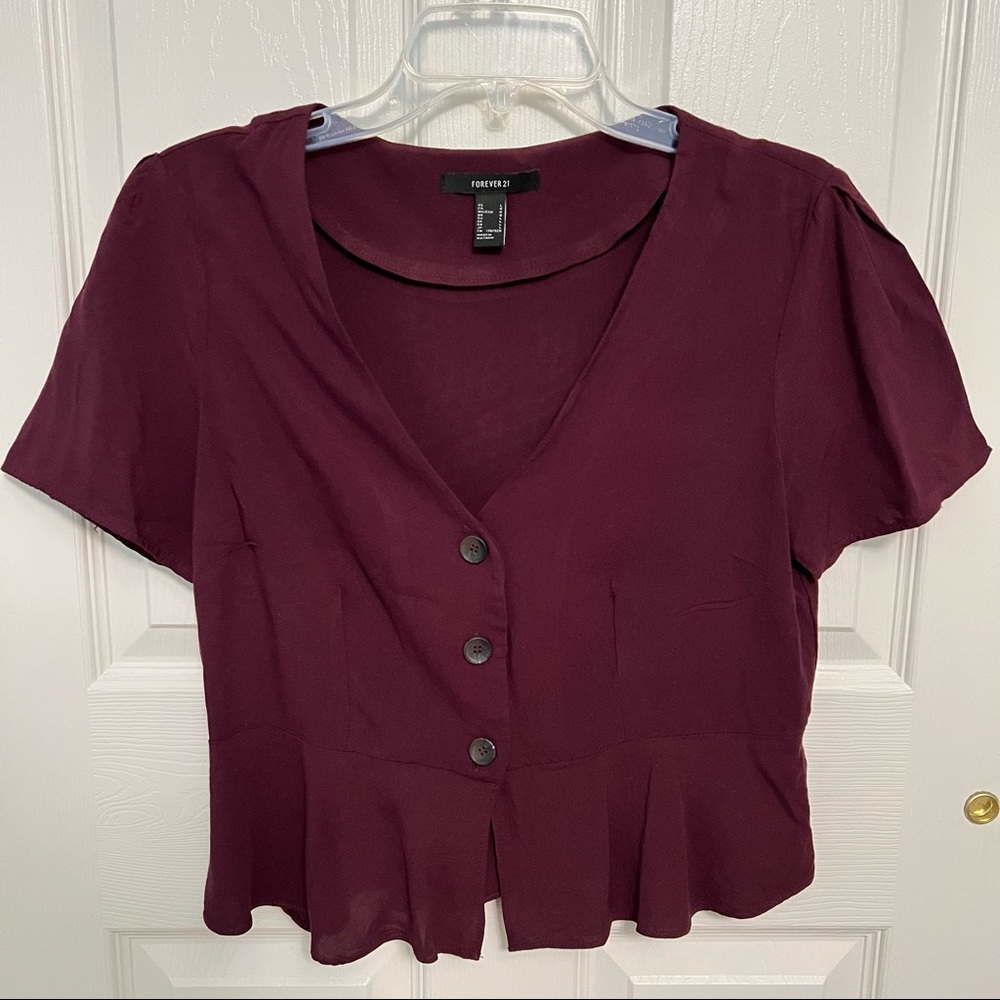 Forever 21 Burgundy Button-Up Blouse